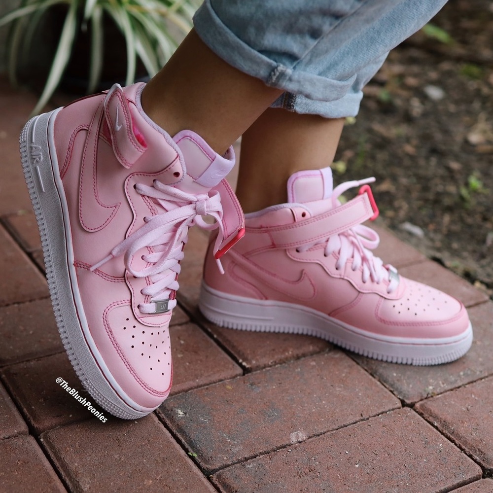 Nike Air Force 1 Mid Custom Pink Dip Dyed Sneakers - Picture 1 of 10